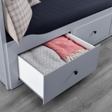HEMNES تخت نهار بـ3 أدراج/فرشتين, رمادي/Åfjäll متين., 80x200 سم