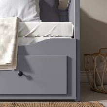 HEMNES تخت نهار بـ3 أدراج/فرشتين, رمادي/Åfjäll متين., 80x200 سم