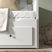 HEMNES تخت نهار بـ3 أدراج/فرشتين, أبيض/Vannareid صلبة أكثر, 80x200 سم