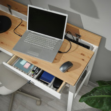 HEMNES مكتب بدرجين, أبيض/بني فاتح, 120x47 سم