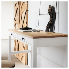 HEMNES مكتب بدرجين, أبيض/بني فاتح, 120x47 سم
