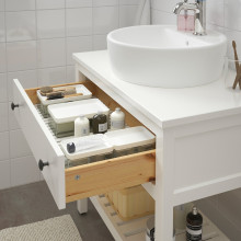 HEMNES خزانة حوض مفتوحة مع درج, أبيض, 82x48x76 سم