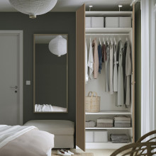 PAX / STORKLINTA تشكيلة خزانة ملابس., أبيض/شكل السنديان, 100x60x236 سم