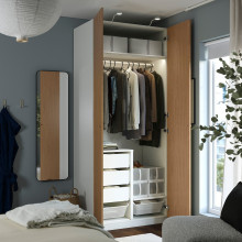 PAX / STORKLINTA تشكيلة خزانة ملابس., أبيض/شكل السنديان, 100x60x236 سم