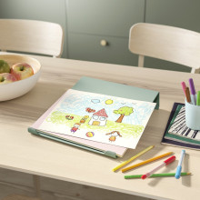 RELATERA تشكيلة مكتب متعدد الارتفاعات, أبيض/أخضر رمادي فاتح, 117x60 سم