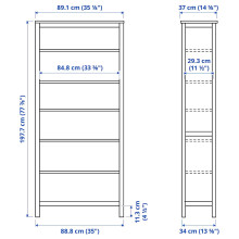 HEMNES مكتبة, أبيض/بني فاتح, 90x197 سم
