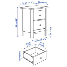 HEMNES خزانة بـدرجين, أبيض, 54x66 سم