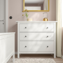 HEMNES خزانة بـ 3 أدراج, أبيض, 108x96 سم