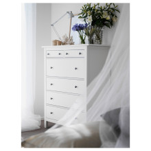 HEMNES خزانة بـ 6 أدراج, أبيض, 108x131 سم