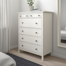 HEMNES خزانة بـ 6 أدراج, أبيض, 108x131 سم