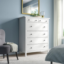 HEMNES خزانة بـ 6 أدراج, أبيض, 108x131 سم