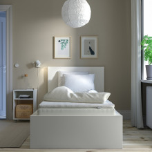 VALEVÅG فرشة و لبادة فرشة, صلبة أكثر أزرق فاتح/Nisseholm أبيض, 90x200 سم