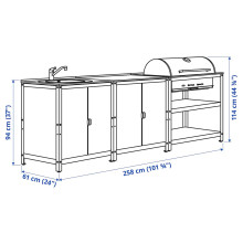 GRILLSKÄR وحدة حوض مطبخ/شواية فحم، خارجية