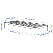 VEVELSTAD هيكل تخت مع ٣ ألواح رأس, أبيض/Tolkning خيزران, 90x200 سم