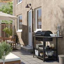 GRILLSKÄR شواية فحم مع طاولة جانبية, ستينلس ستيل/خارجي, 93/116x61 سم