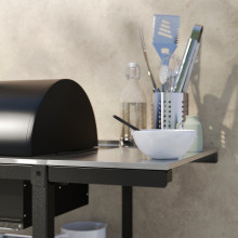 GRILLSKÄR شواية فحم مع طاولة جانبية, ستينلس ستيل/خارجي, 93/116x61 سم