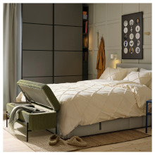 VALTORP مقعد طويل, مع تخزين/Samsala أخضر-أصفر غامق, 103 سم