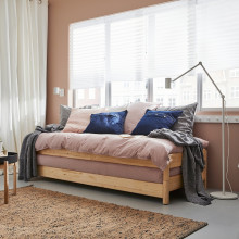 UTÅKER تخت قابل للتكديس مع فرشتين, صنوبر/Åfjäll متوسطة الصلابة, 80x200 سم