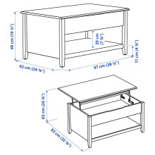VITTERYD طاولة قهوة قابلة للتعديل, أبيض, 97 سم