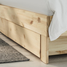 GLAMBERGET تخت قابل للتمديد مع تخزين/فرشتين, صنوبر/Åfjäll متوسطة الصلابة, 80x200 سم
