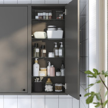 HAVBÄCK خزانة حائط بباب, رمادي غامق, 40x15x95 سم