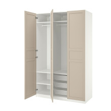 PAX / FLISBERGET تشكيلة خزانة ملابس., أبيض/بيج فاتح, 150x60x236 سم