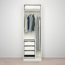 PAX / FORSAND/ÅHEIM تشكيلة خزانة ملابس., أبيض/زجاج مرايا, 75x60x236 سم