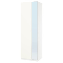 PAX / FORSAND/ÅHEIM تشكيلة خزانة ملابس., أبيض/زجاج مرايا, 75x60x236 سم