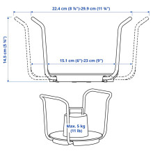 UPPDATERA حامل صحن, فحمي, 15-23 سم