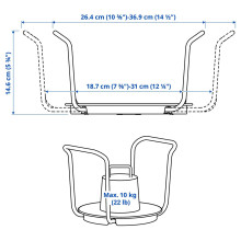 UPPDATERA حامل صحن, فحمي, 19-31 سم
