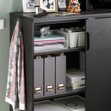 GALANT خزانة بأبواب سحّابة, قشرة دردار لون أسود, 160x120 سم