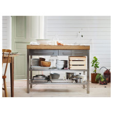 RIMFORSA منصّة عمل, ستينلس ستيل/خيزران, 120x63.5x92 سم