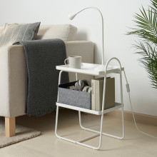 HATTÅSEN طاولة تخت جانبية/وحدة رف, أبيض