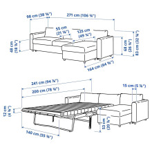 VIMLE كنبة تخت 3 مقاعد مع أريكة طويلة, Hallarp رمادي