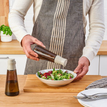HALVTOM قنينة مع فوهة صب, زجاج/بني, 19 سم