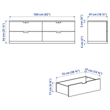 NORDLI خزانة بـ 4 أدراج, أبيض, 160x54 سم