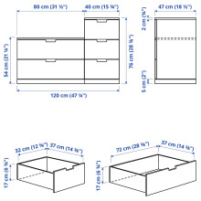 NORDLI خزانة بـ 5 أدراج, أبيض, 120x76 سم