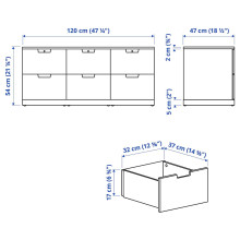 NORDLI خزانة بـ 6 أدراج, أبيض, 120x54 سم
