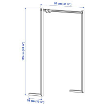 NORDLI وحدة إضافة لماسورة تعليق ملابس, أبيض, 80x115 سم