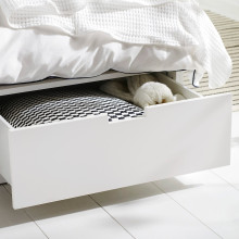 NORDLI هيكل تخت+تخزين, أبيض, 140x200 سم