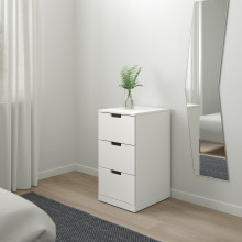 NORDLI خزانة بـ 3 أدراج, أبيض, 40x76 سم