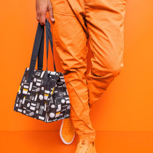 FLADDRIG حقيبة غداء, نقش رمادي, 25x16x27 سم