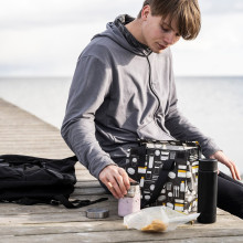 FLADDRIG حقيبة غداء, نقش رمادي, 25x16x27 سم