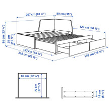 FLEKKE هيكل تخت نهاري مع درجين, أبيض, 80x200 سم