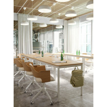 FJÄLLBERGET كرسي اجتماعات بعجلات, قشرة سنديان مصبوغ أبيض/Gunnared بيج