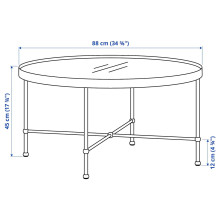 TORSJÖ طاولة قهوة, مظهر الذهب/زجاج, 88 سم