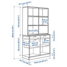TONSTAD تشكيلة تخزين, أبيض-عاجي, 120x47x201 سم