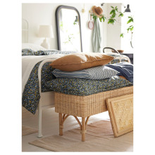 TOLKNING مقعد طويل مع تخزين, صناعة يدوية خيزران, 120 سم