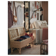 TOLKNING مقعد طويل مع تخزين, صناعة يدوية خيزران, 120 سم