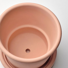 MUSKOTBLOMMA آنية نباتات مع صحن, داخلي/خارجي بلون الطين, 15 سم